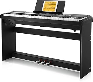 Donner Digital Piano Keyboard Weighted 88 Keys with Piano Stand, Beginner Home Electric Piano with Furniture Stand and Tri…
