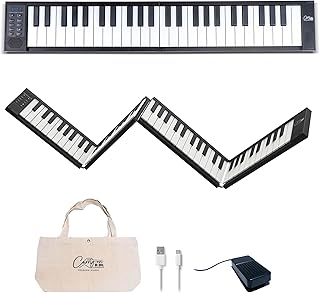 Carry-on 88 Key Black Portable Folding Digital Piano by Blackstar USB MIDI Controller with Rechargeable Battery