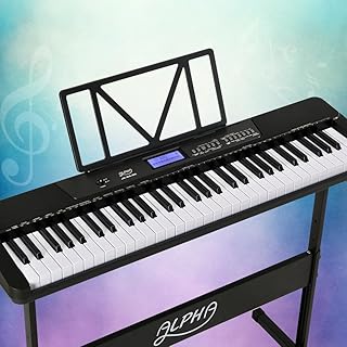Alpha 61 Keys Electronic Piano Keyboard Digital Electric w/Stand Sensitive Key