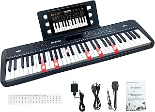 Diodonica 61-Key Light-Up Keyboard Piano for Kids & Beginners with Stand, Stool & Microphone – Portable Electric Piano wit...